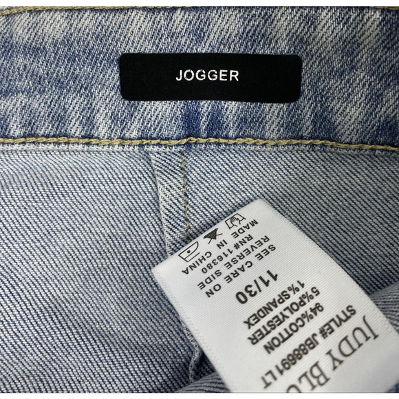 Judy Blue Jogger Jeans Womens Sz 30 Light Wash Denim Big Pockets Hi Rise Roll Up - Picture 6 of 15